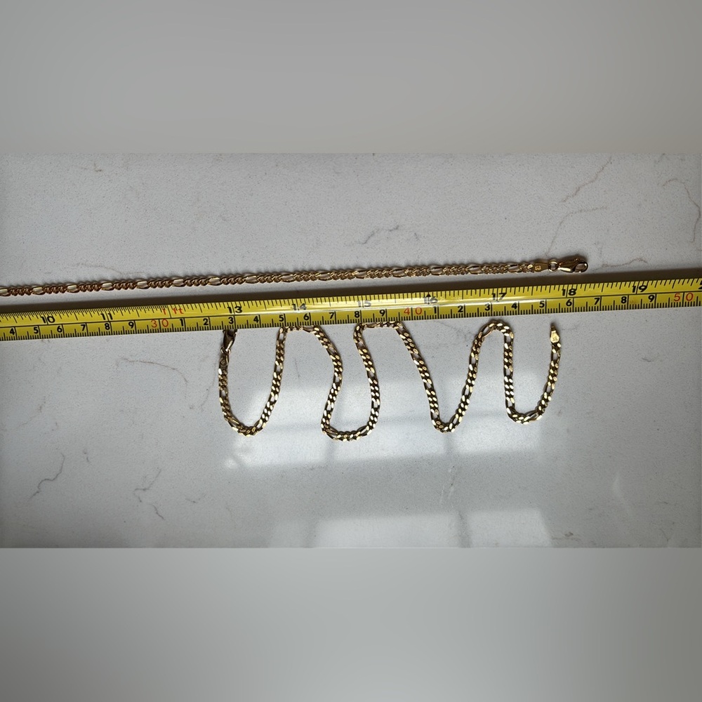 Gold Over Solid Sterling Silver Figaro Necklace - image 4